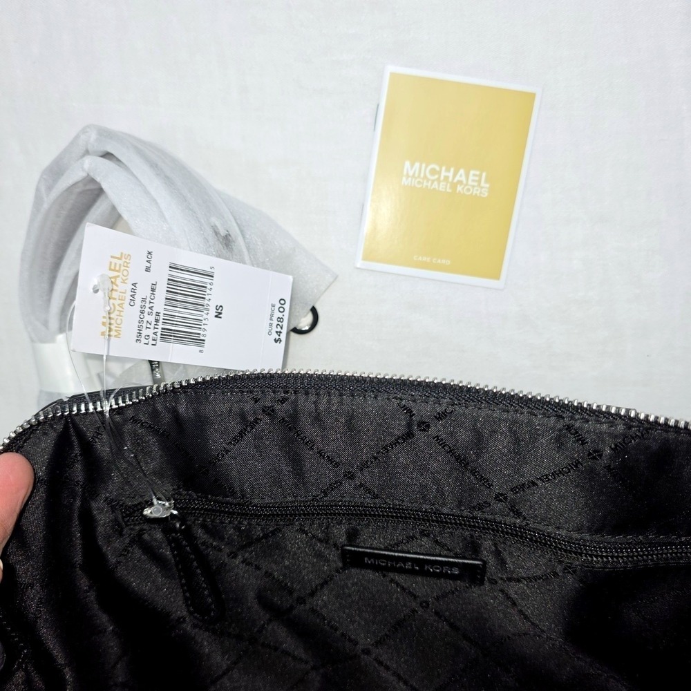 Michael Kors Large Ciara Satchel Handbag Black New $428 - Picture 5 of 14